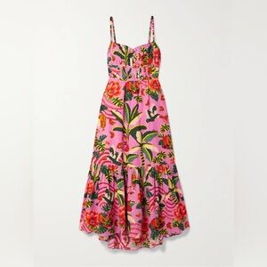 NWT Farm Rio Leopard Pink Forest Midi Dress Size Large Retails $230